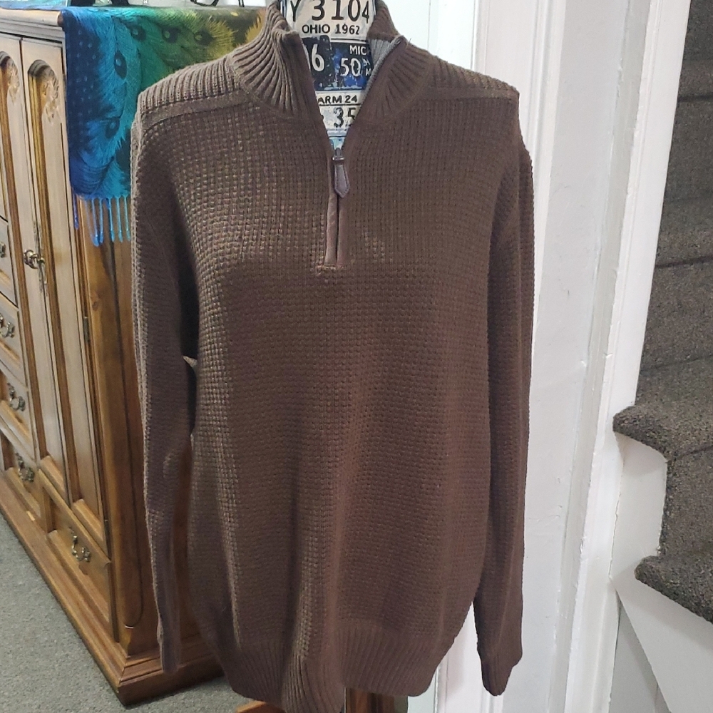 Men's Brown Half-Zip Sweater